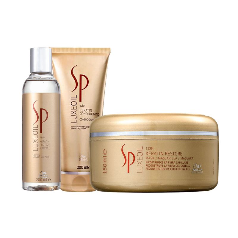 Kit Sp System Professional Luxe Oil Keratin - Shampoo 200ml + Condicionador 200ml + Máscara 150ml