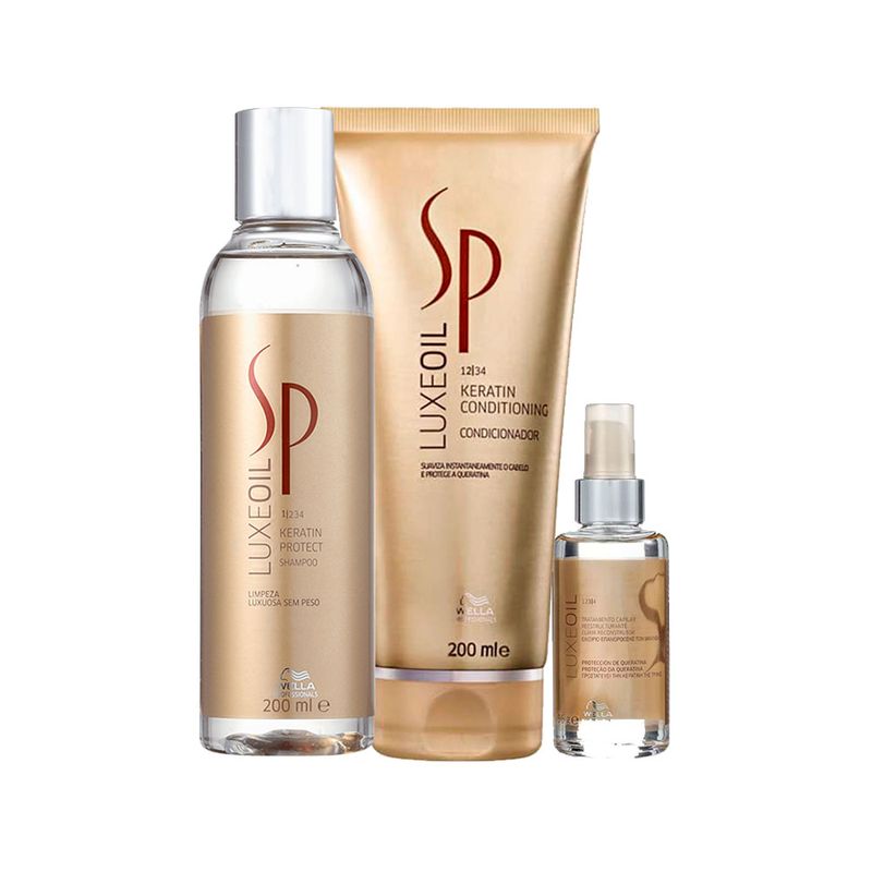 Kit Sp System Professional Luxe Oil Keratin - Shampoo 200ml + Condicionador 200ml + Óleo 30ml