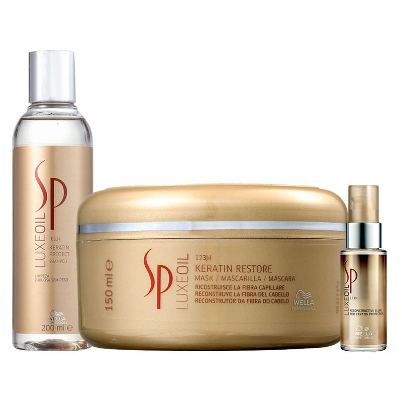 Kit Sp System Professional Luxe Oil Keratin - Shampoo 200ml + Máscara 150ml + Óleo 30ml