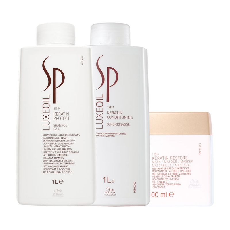 Kit Sp System Professional Luxe Oil Keratin - Shampoo 1000ml + Condicionador 1000ml + Máscara 400ml