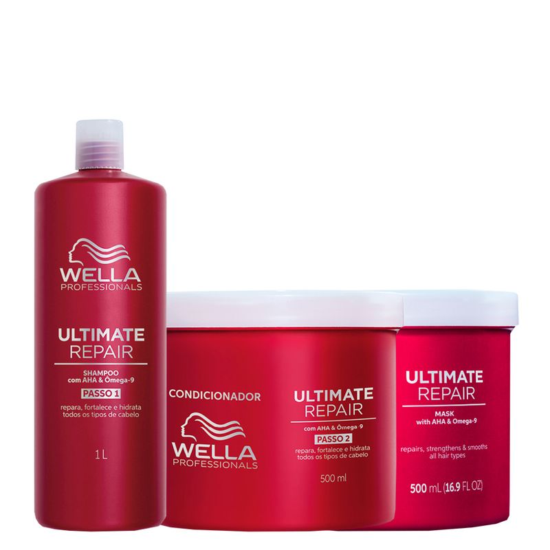 Kit Wella Professionals Ultimate Repair - Shampoo 1000ml + Condicionador 500ml + Máscara 500ml