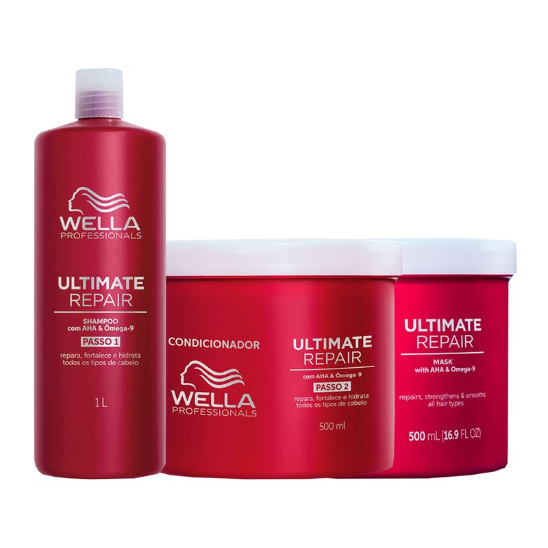 Kit Wella Professionals Ultimate Repair - Shampoo 1000ml + Condicionador 500ml + Máscara 500ml