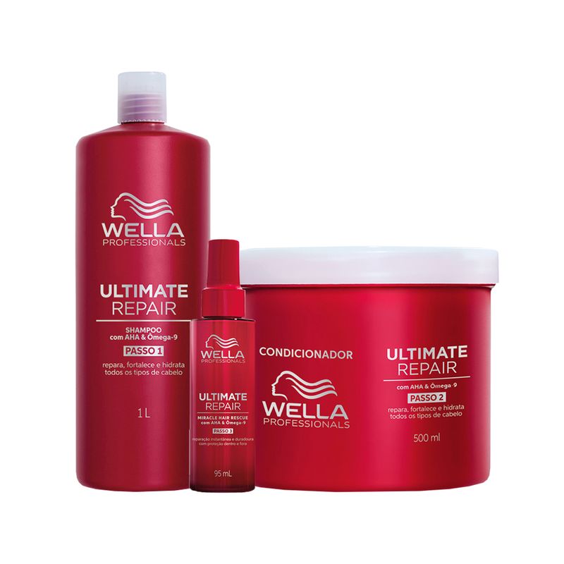 Kit Wella Professionals Ultimate Repair - Shampoo 1000ml + Condicionador 500ml + Leave-In 95ml