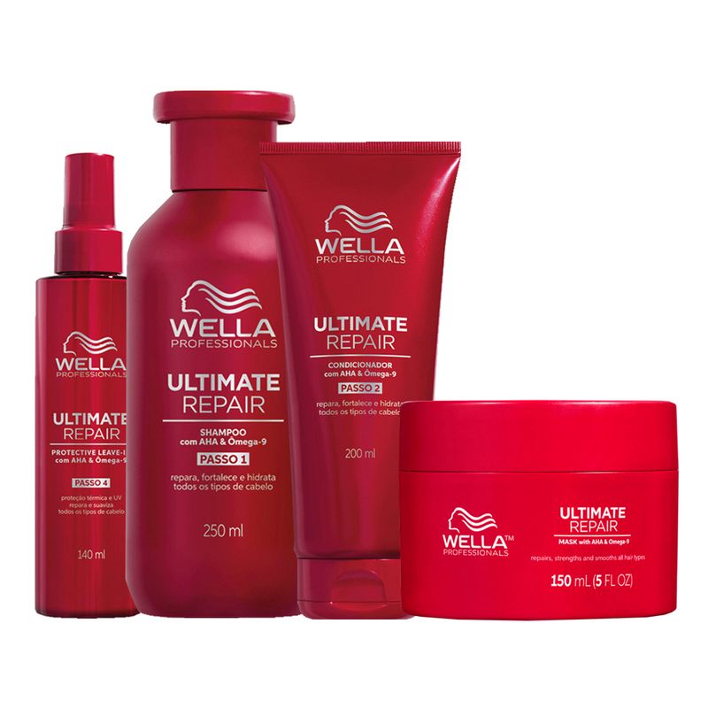 Kit Wella Professionals Ultimate Repair - Shampoo 250ml + Condicionador 200ml + Máscara 150ml + Leave-In 140ml