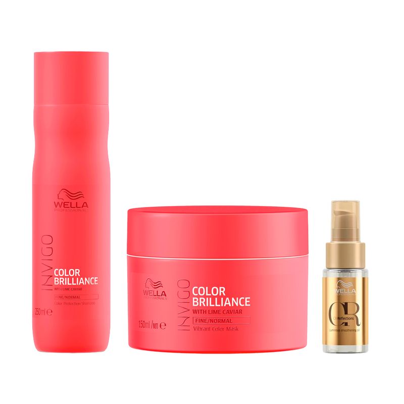 Kit Wella Professionals Invigo Color Brilliance - Shampoo 250ml + Máscara 150ml + Óleo Capilar 30ml