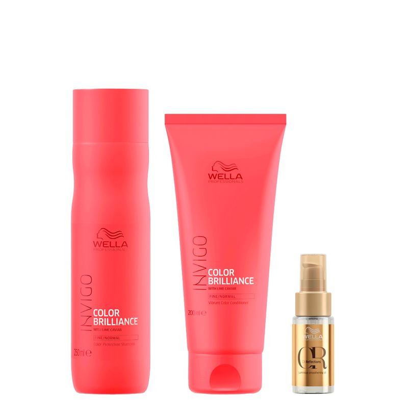 Kit Wella Professionals Invigo Color Brilliance - Shampoo 250ml + Condicionador 200ml + Óleo Capilar 30ml