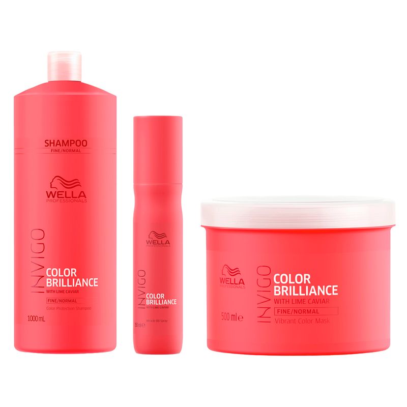 Kit Wella Professionals Invigo Color Brilliance - Shampoo 1000ml + Máscara 500ml + Leave-In 150ml