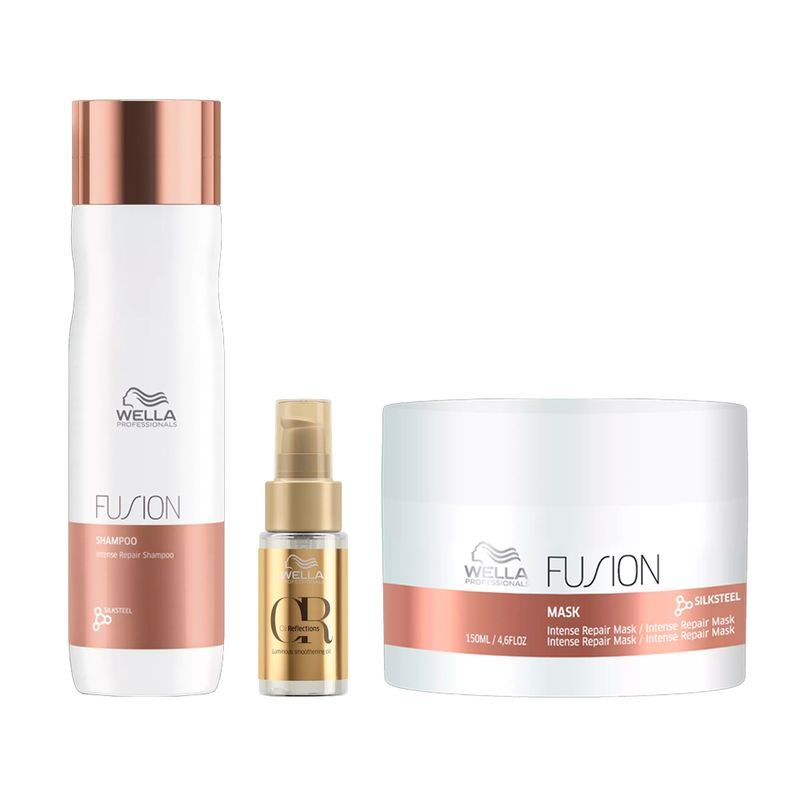 Kit Wella Professionals Fusion - Shampoo 250ml + Máscara 150ml + Óleo 30ml