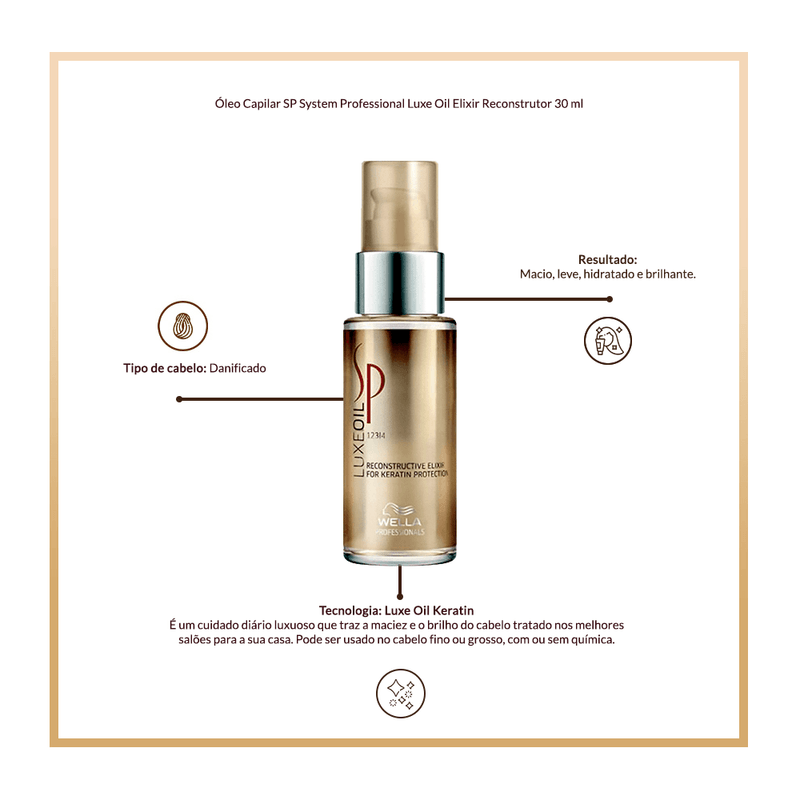 Óleo Capilar Sp System Professional Luxe Oil Elixir Reconstrutor 30ml