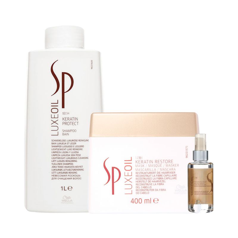 Kit Sp System Professional Luxe Oil Keratin - Shampoo 1000ml + Máscara 400ml + Óleo 100ml