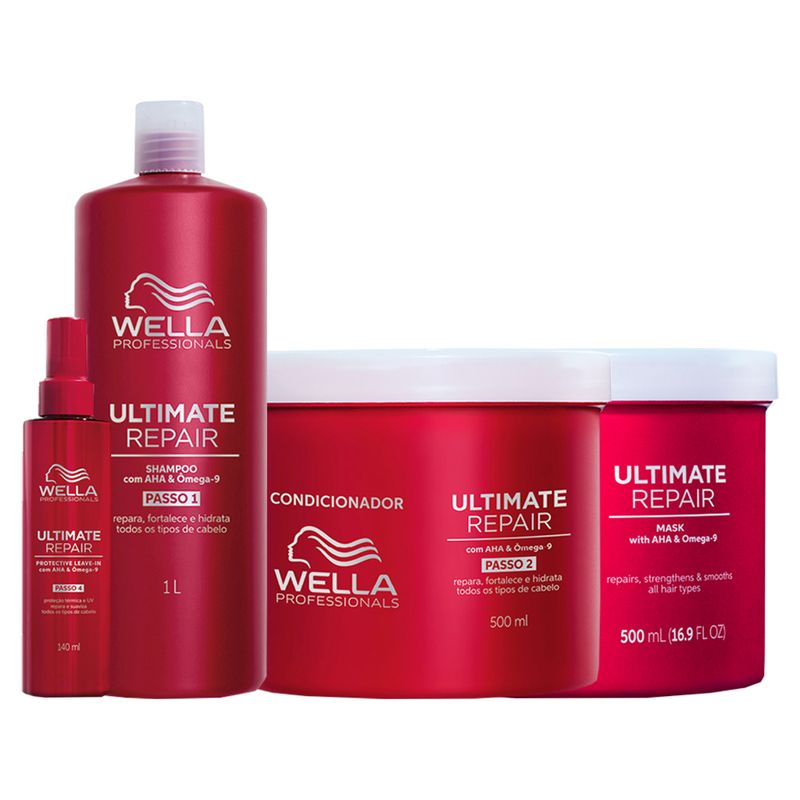 Kit Wella Professionals Ultimate Repair - Shampoo 1000ml + Condicionador 500ml + Máscara 500ml + Leave-In 140ml