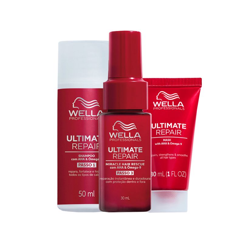 Kit Wella Professionals Ultimate Repair - Shampoo 50ml + Máscara 30ml + Leave-In 30ml