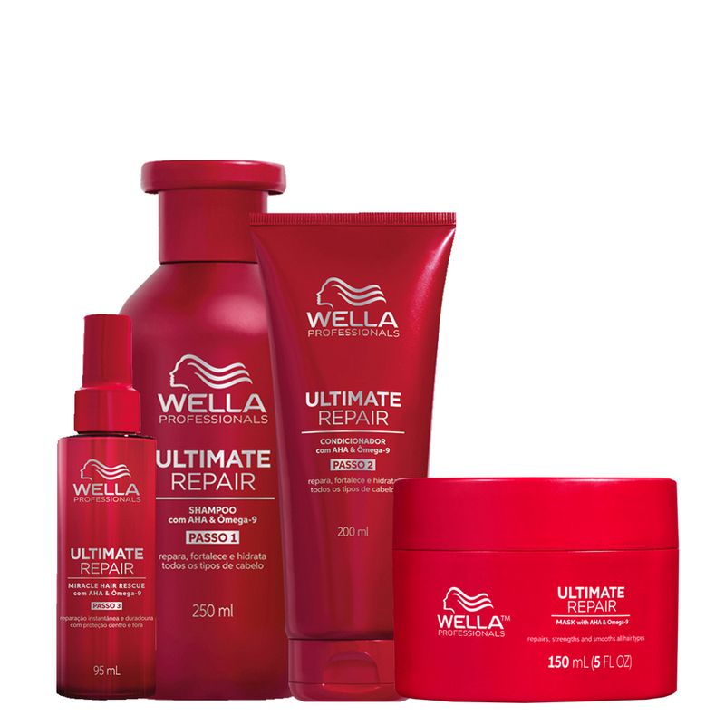 Kit Wella Professionals Ultimate Repair - Shampoo 250ml + Condicionador 200ml + Máscara 150ml + Leave-In 95ml