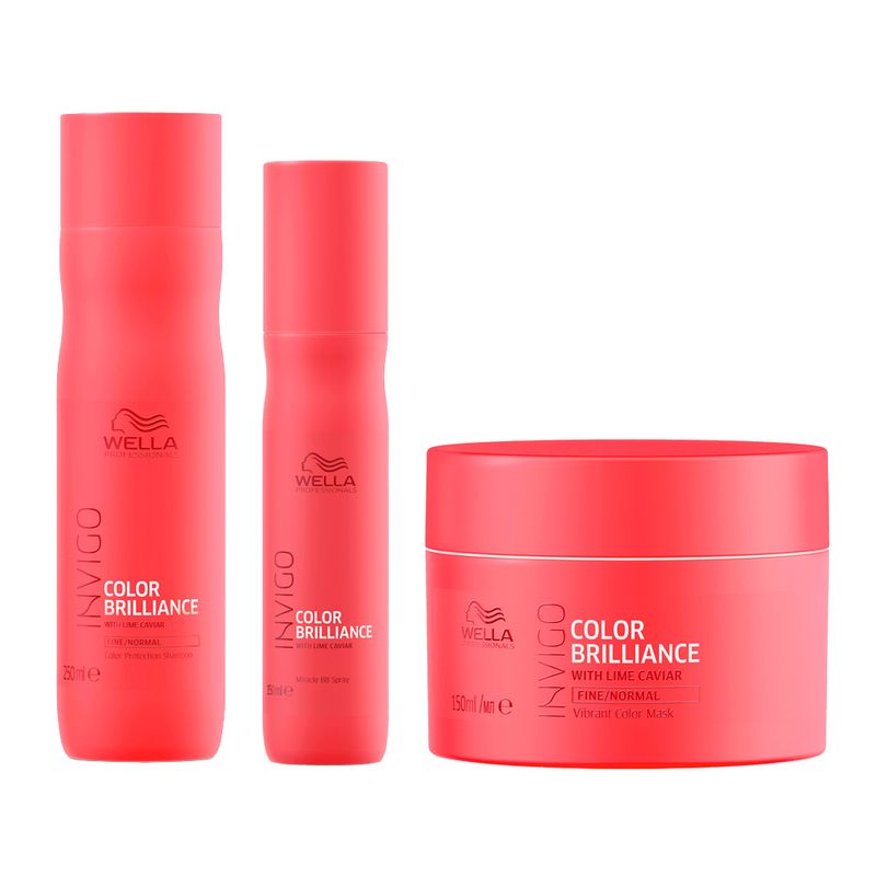 Kit Wella Professionals Invigo Color Brilliance - Shampoo 250ml + Máscara 150ml + Leave-In 150ml