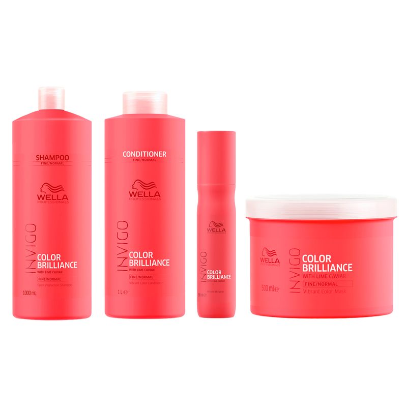 Kit Wella Professionals Invigo Color Brilliance - Shampoo 1000ml + Condicionador 1000ml + Máscara 500ml + Leave-In 150ml