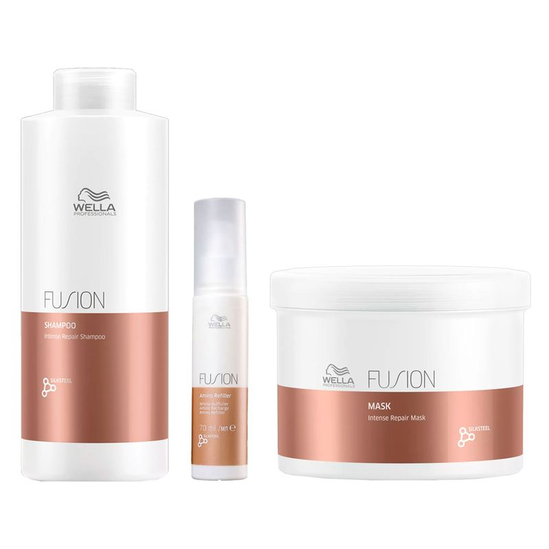 Kit Wella Professionals Fusion - Shampoo 1000ml + Máscara 500ml + Tratamento Reconstrução 70ml