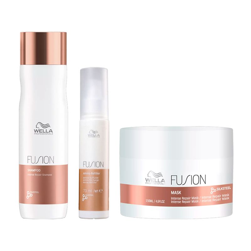 Kit Wella Professionals Fusion - Shampoo 250ml + Máscara 150ml + Tratamento Reconstrução 70ml