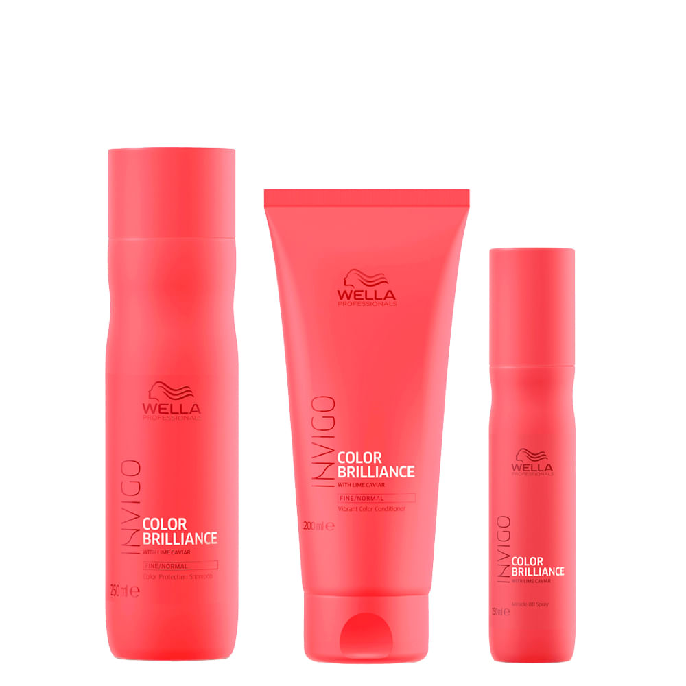 Kit Wella Professionals Invigo Color Brilliance - Shampoo 250ml + Condicionador 200ml + Leave-In Bb Milagroso 150ml